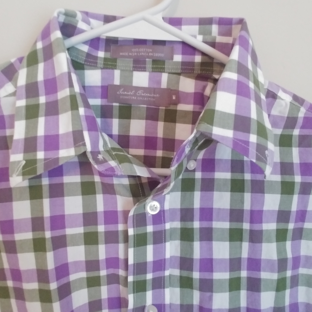 White Green Purple Check Button Down - Picture 4 of 6